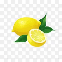 绿叶柠檬水果手绘