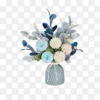 花瓶 花卉 蓝色 插花 花 蓝色的花
