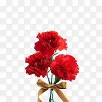 红色康乃馨花束系带