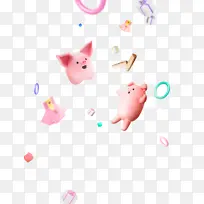 可爱小猪立体漂浮元素