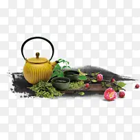 茶道茶叶茶杯绿叶