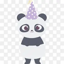 手绘带三角帽小熊猫