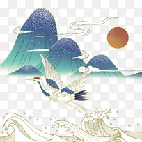 手绘仙鹤中国风