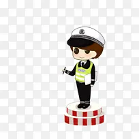 手绘卡通交警插画