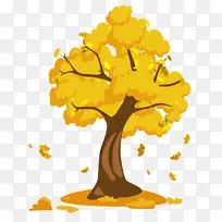 秋天黄色树木