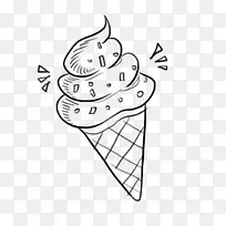 黑白简笔画冰淇淋