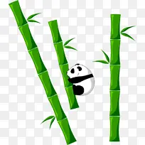卡通竹子植物大熊猫矢量图