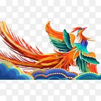 国潮元素凤凰翅膀祥云