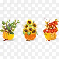 南瓜插花向日葵装饰