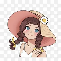 女孩 可爱 卡通 爱笑 带帽子 夏天