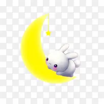 爬在月亮上的萌兔