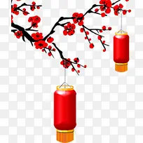 春节喜庆的灯笼梅花