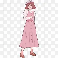 温柔女生手绘素材