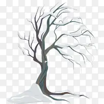 手绘冬天大树矢量图