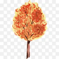 手绘高清水彩中国风秋天的树