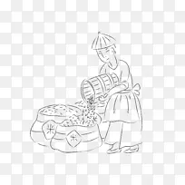 手绘线条丰收大米