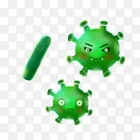 绿色卡通微生物细菌病毒