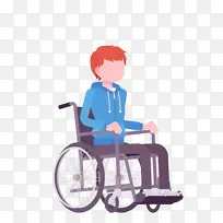 卡通坐轮椅的病人免抠图