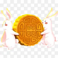 中秋节兔子抬月饼