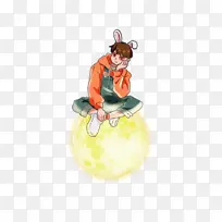 坐在月亮上的兔子
