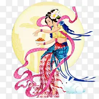 中秋古典人物月亮玉兔中国风