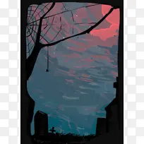 红色月亮的夜晚