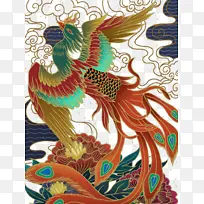 凤凰国潮元素图手绘