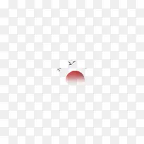 夕阳与几只小鸟