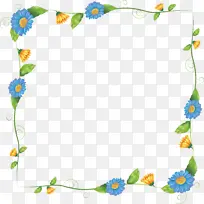 梦幻蓝色小雏菊花朵边框