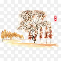 霜降秋天的原野元素