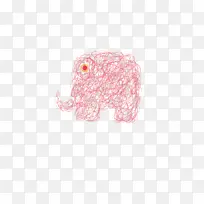 粉色可爱线条大象