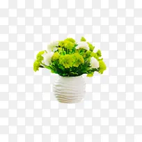 白色花瓶白绿色花束