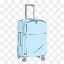 手绘描边蓝色行李箱