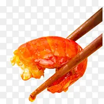 筷子夹麻辣小龙虾