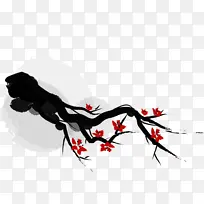 中国风的水墨梅花