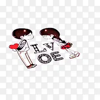 卡通，情侶，LOVE