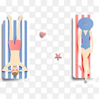 夏日情侣沙滩元素