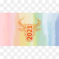 电脑桌面牛年彩色创意背景
