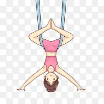 卡通  运动  少女  瑜伽 吊绳