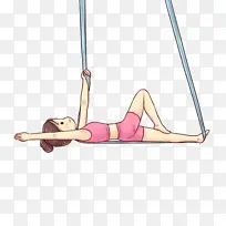 运动  少女  卡通  瑜伽 吊绳