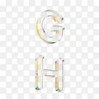 立体水晶透明金边字母gh