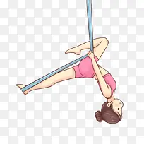 吊绳  运动 卡通    少女  瑜伽