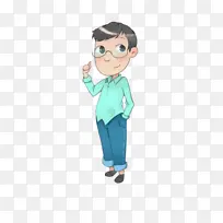 卡通的小男孩  戴眼镜的卡通男孩
