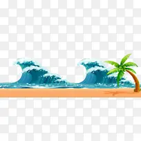 浪  海浪  椰子树 沙滩