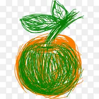 手绘涂鸦绿色橙色水果