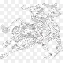 神兽 麒麟 线稿