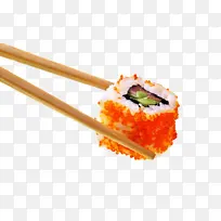 筷子夹着日本寿司