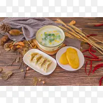 实拍玉米青菜粥