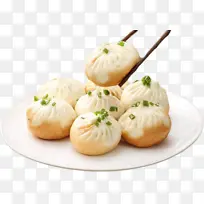 筷子夹生煎包