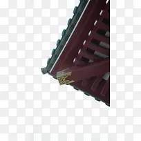 中国风绿瓦红木古建筑宫殿屋角屋檐